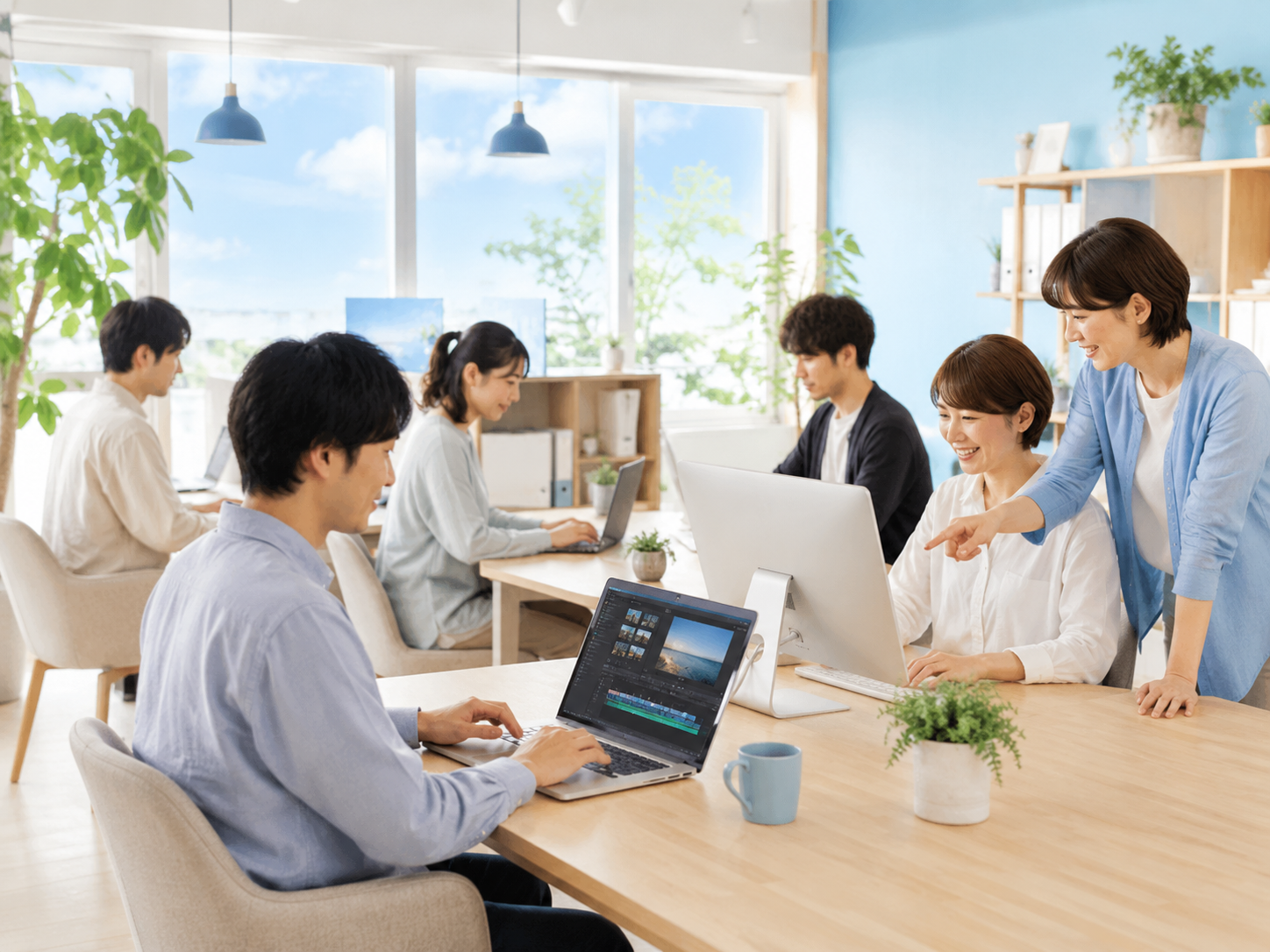 あおぞらポケット六本松のデジタルワークをイメージした作業風景